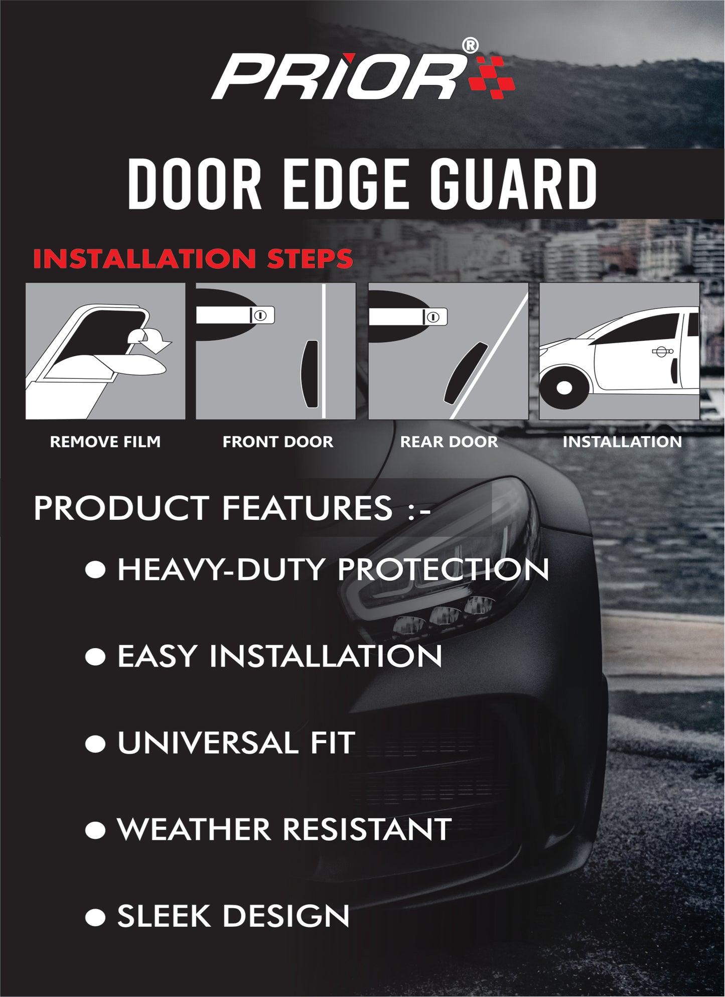 Door edge guard | Impact Black | Set of 4 pcs