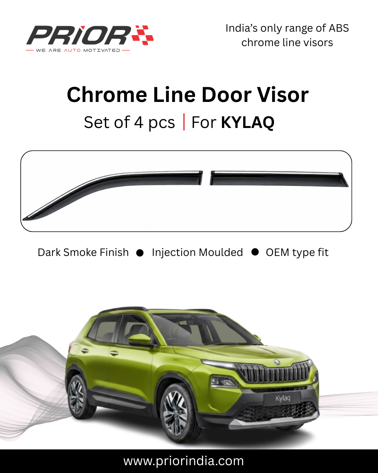 Chromeline Door Visor for Škoda Kylaq | set of 4 pcs