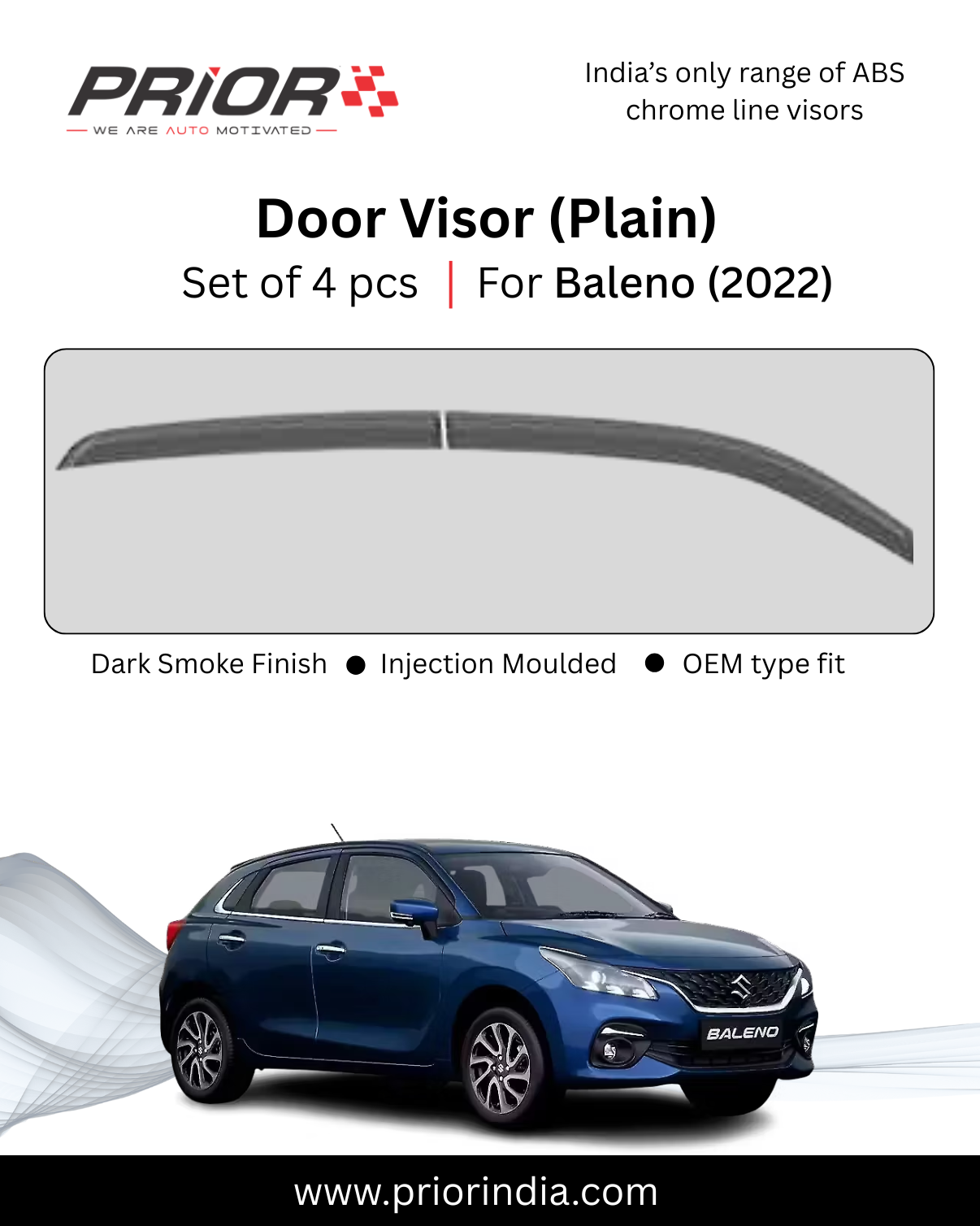 ABS Chrome Line Door Visor for Suzuki Baleno (2022) | set of 4 pcs