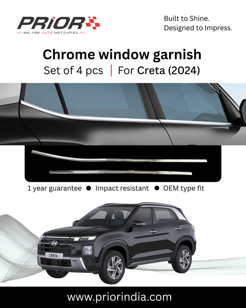 Chrome Window garnish (ABS) for Hyundai Creta (2024 onwards) | set of 4 pcs