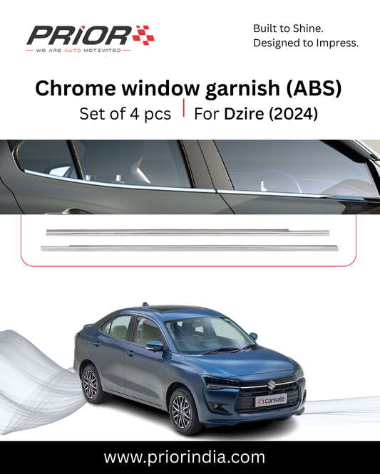 Chrome Window garnish (ABS) for Suzuki Dzire (2024) | set of 4 pcs