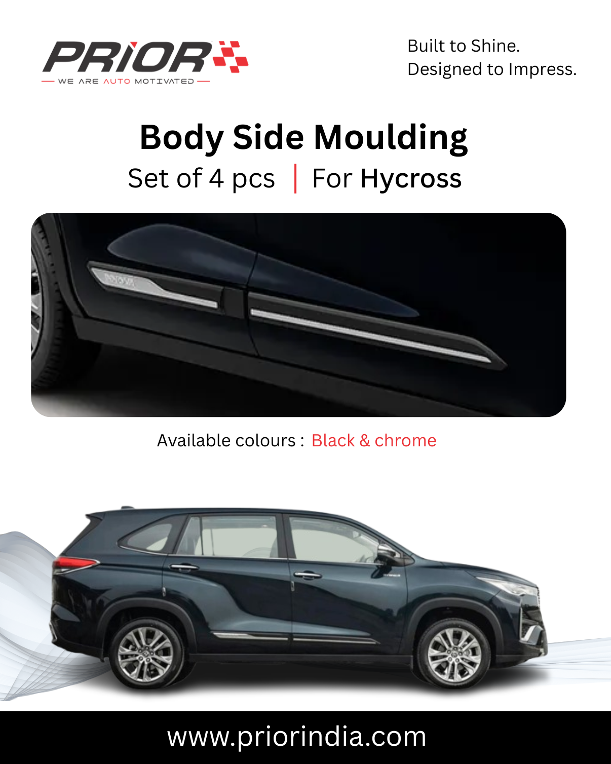 Body side moulding for Toyota Innova Hycross | set of 4 pcs