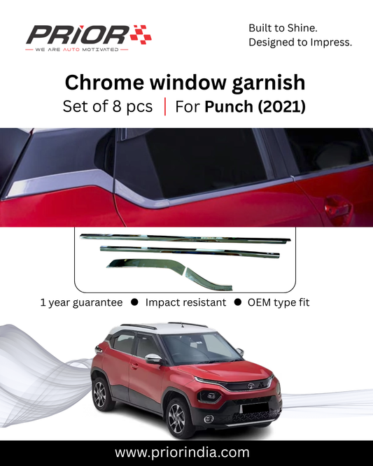 Chrome Window garnish (ABS) for Tata Punch | set of 8 pcs