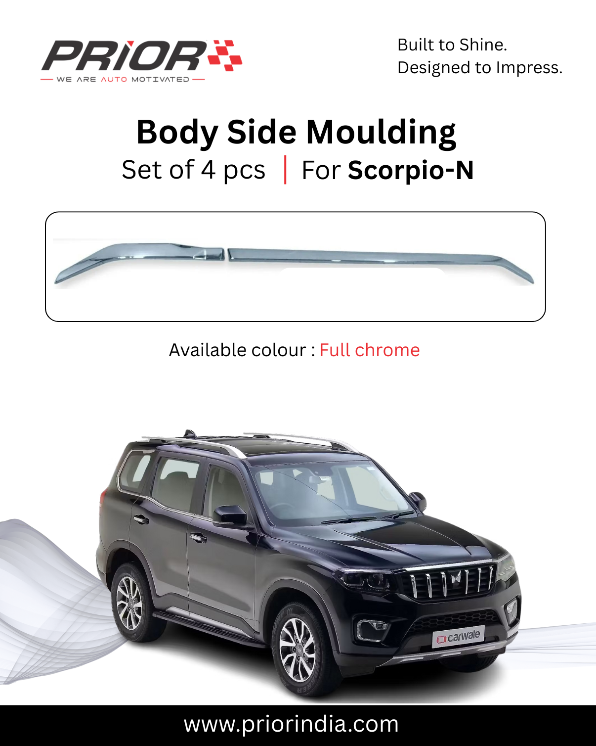 Body side moulding for Mahindra Scorpio-N | set of 4 pcs