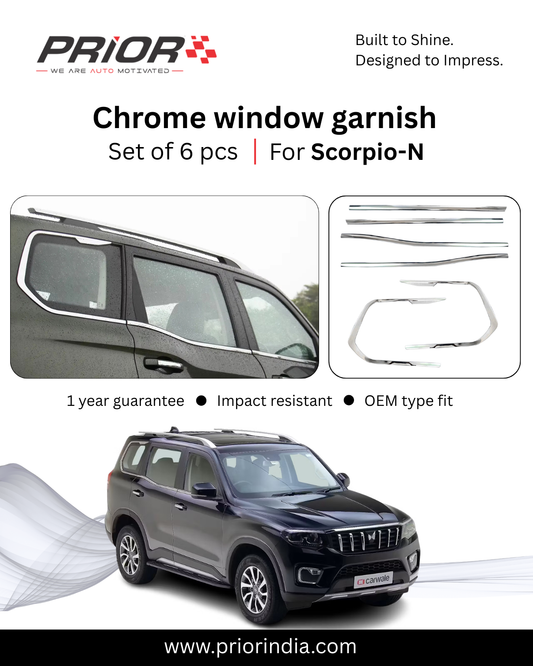 Chrome Window garnish (ABS) for Mahindra Scorpio-N | set of 6 pcs