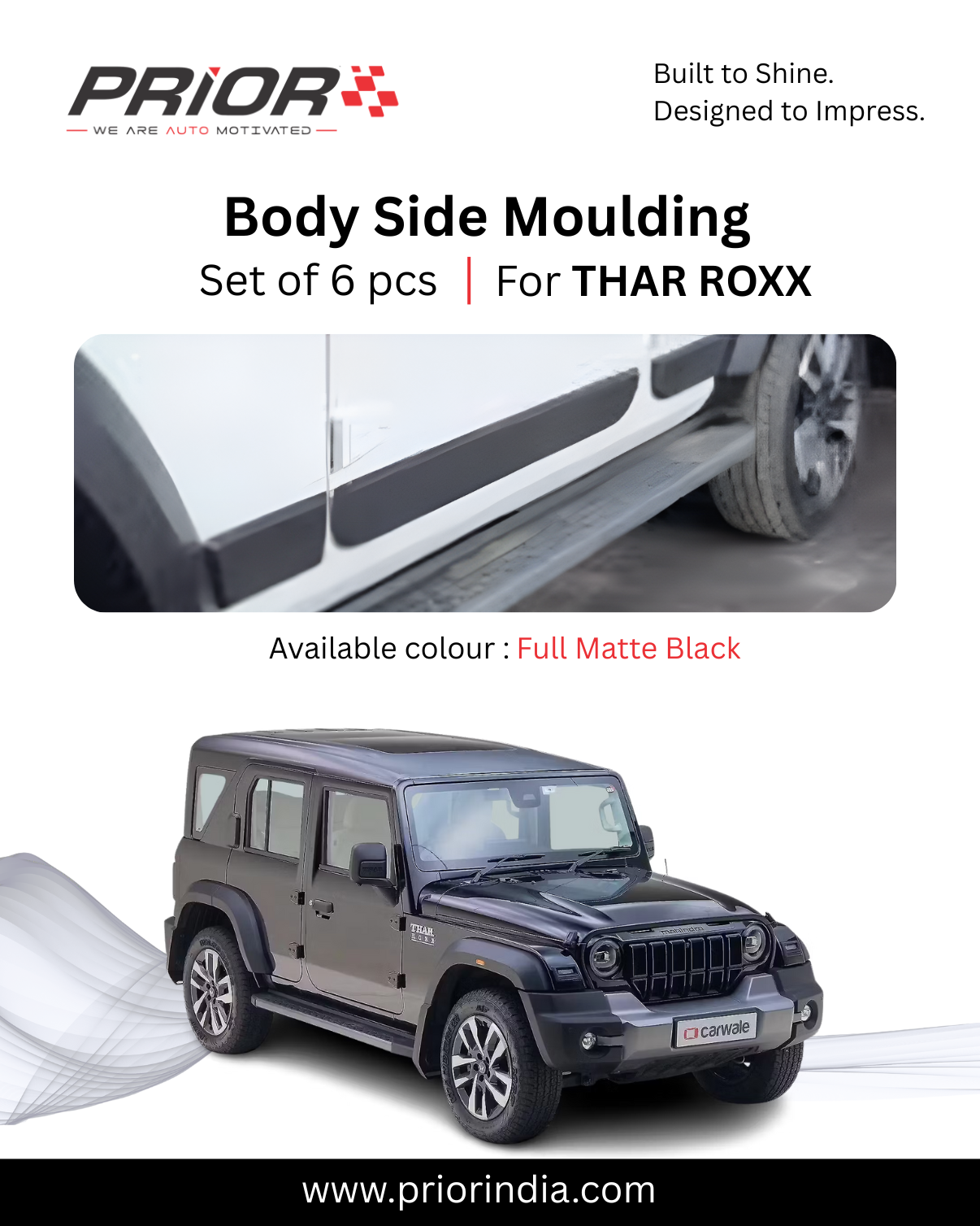 Body side moulding for Mahindra Thar Roxx | set of 4 pcs