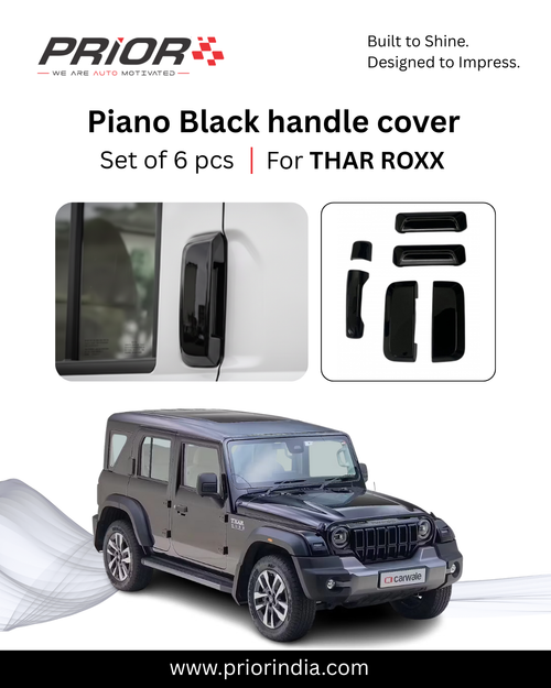 Piano Black Handle Cover for Thar Roxx | Set of 5 pcs
