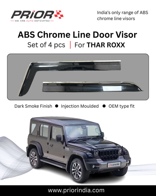 ABS Chrome Line Door Visor for Mahindra THAR ROXX | set of 4 pcs