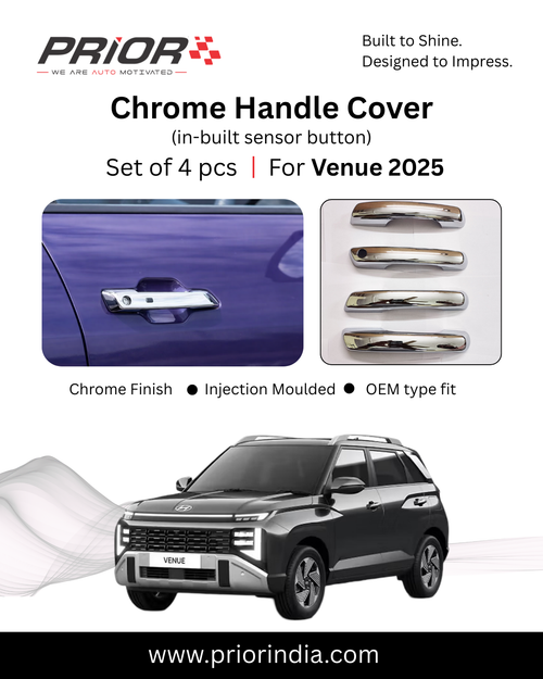 Chrome Handle Cover for Hyundai Venue 2025 onwards | Set of 4 pcs (with sensor button)