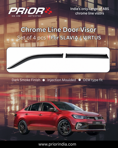 Chromeline Door Visor for Volkswagen Virtus/ Škoda Slavia | set of 4 pcs