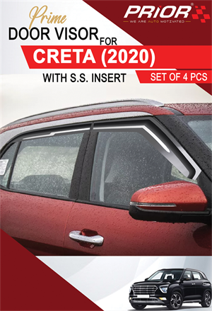 Door visor Creta(2020) with ss insert (Set of 4 Pieces).